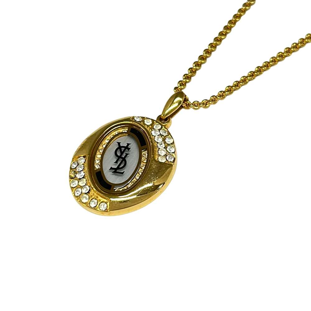 Saint Laurent YvesSaintLaurent Necklace Gold Clear Black Hardware Plastic